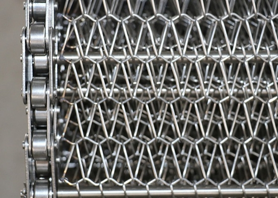 Ceinture en treillis métallique en acier inoxydable de qualité alimentaire à maillons en chaîne en acier inoxydable 304/316, utilisée pour le transport d'aliments ou la congélation/séchage
