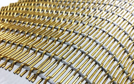 Maille métallique décorative large faite sur commande de fil de cuivre d'acier inoxydable pour construire des murs rideaux